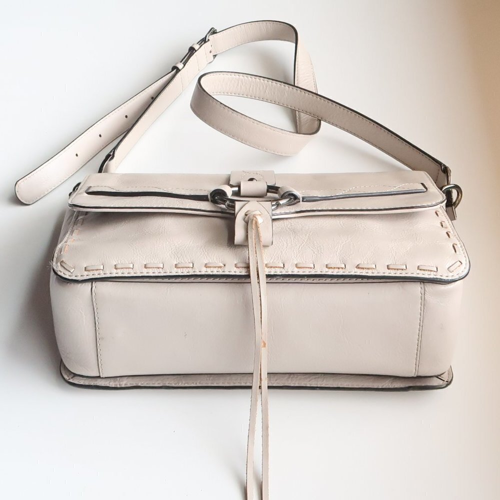 Rebecca Minkoff Beige Leather Boho Purse Shoulder Bag Crossbody Medium Size - Picture 8 of 12
